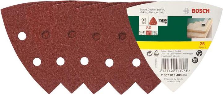 Produktbild Bosch Zubehör Schleifblatt-Set für Deltaschleifer, 93 mm, 80, 6 Löcher, 25er-Pack (80)