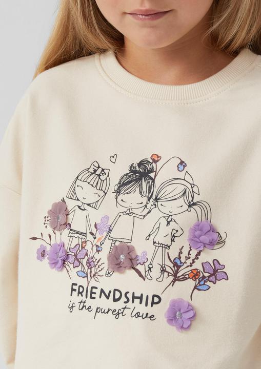 Produktbild s.Oliver Sweatshirt Oversized Sweatshirt mit Frontprint und Blüten-Applikation (98)