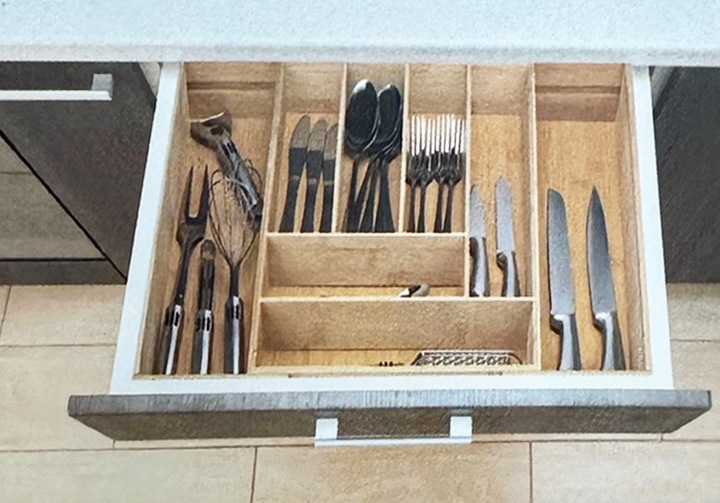 Produktbild Mojawo Ausziehbarer Bambusholz Besteckkasten - 46 x 34-56.5 x 6 CM