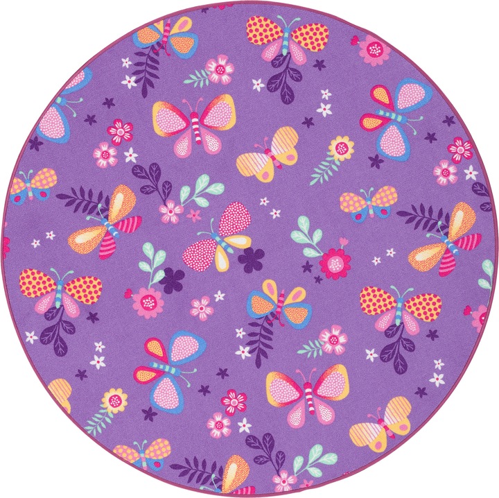 Produktbild Snapstyle Kinder Spiel Teppich Schmetterling Rund (100 x 100 cm)