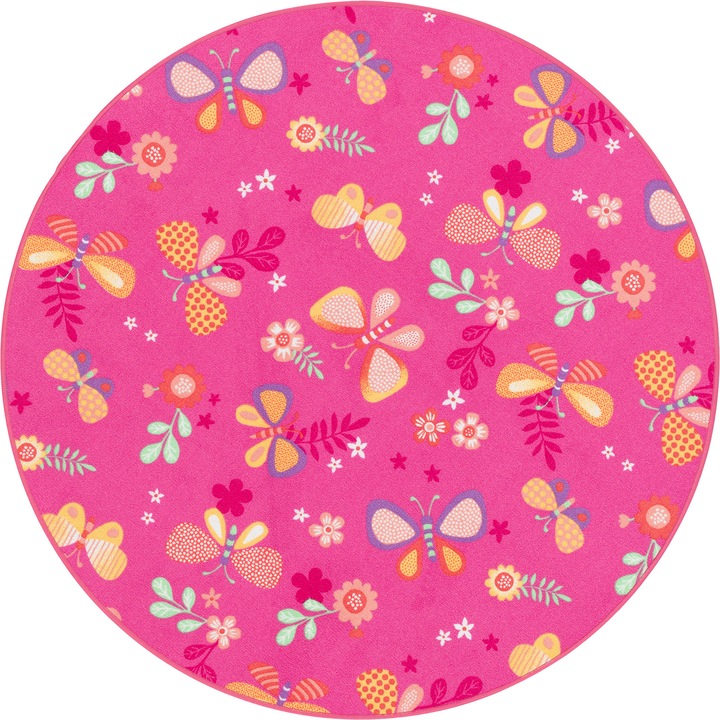 Produktbild Snapstyle Kinder Spiel Teppich Schmetterling Rund (100 x 100 cm)