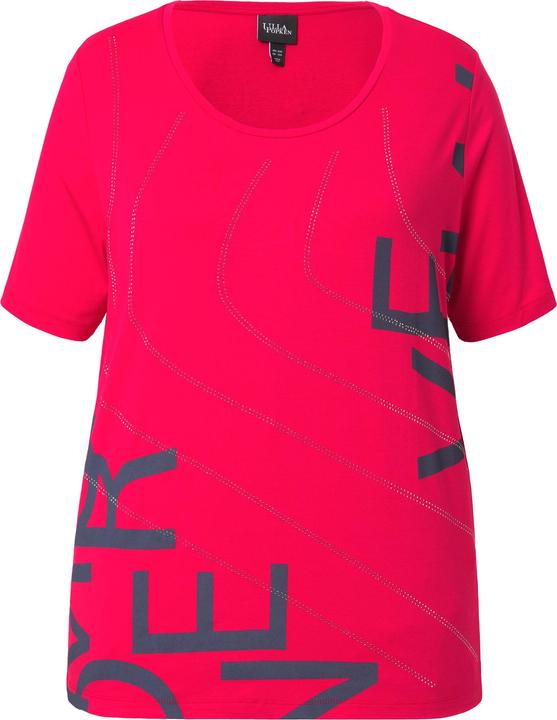 Image du produit Ulla Popken T-shirt oversize à col rond et manches courtes, messages scintillants (46, 48)