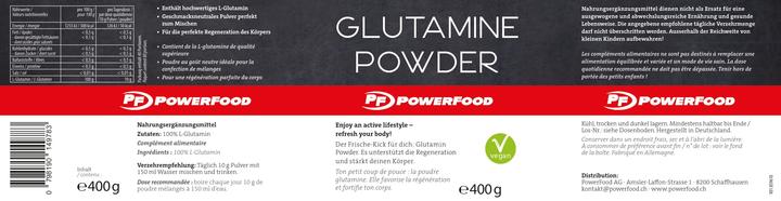 Nährwerte und Zutaten Powerfood Glutamin Powder (Neutral, 1 Stk., 400 g)