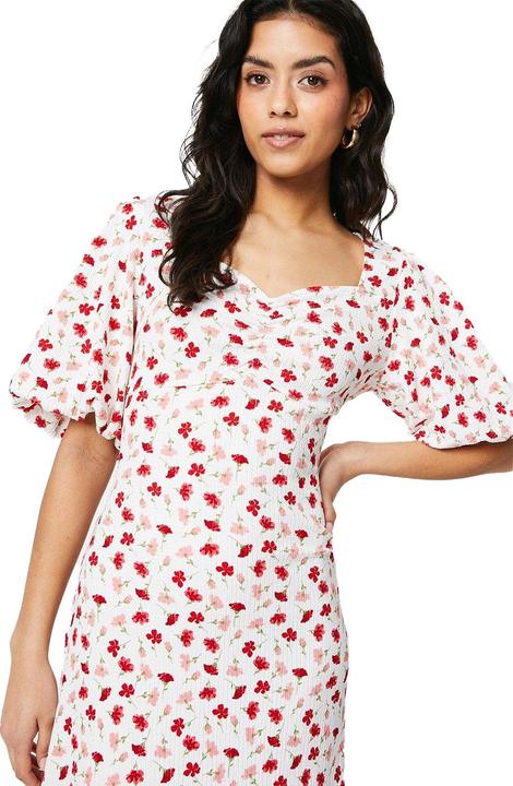 Immagine prodotto Dorothy Perkins Vestito Midi Piccola Stampa alla Moda Fronte Increspato Manica a Sbuffo Donna (38)