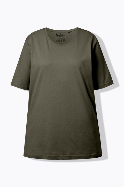 Actual product image Ulla Popken Basic Round Neck Short Sleeve Relaxed Fit Tee (54)