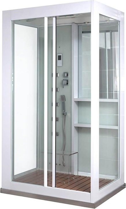 Home Deluxe Dampfdusche mit Wasserfall und Dampfsauna LUXUS XL, 120x90 cm - Weiss