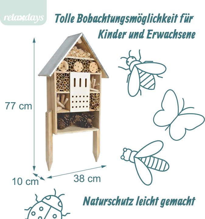 Image du produit Relaxdays Hôtel insectes (Abeilles sauvages, Chrysanthèmes, Coccinelles, Papillons)