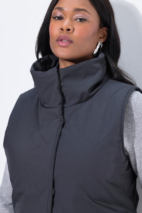 Produktbild Ulla Popken Long-Steppweste, A-Linie, Stehkragen, Seiten-Druckknöpfe (42, 44)