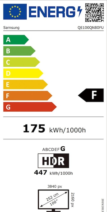 Etichetta energetica Samsung QE100QN80F (100", QN80F, NeoQLED, Mini-LED, 4K, 2025)