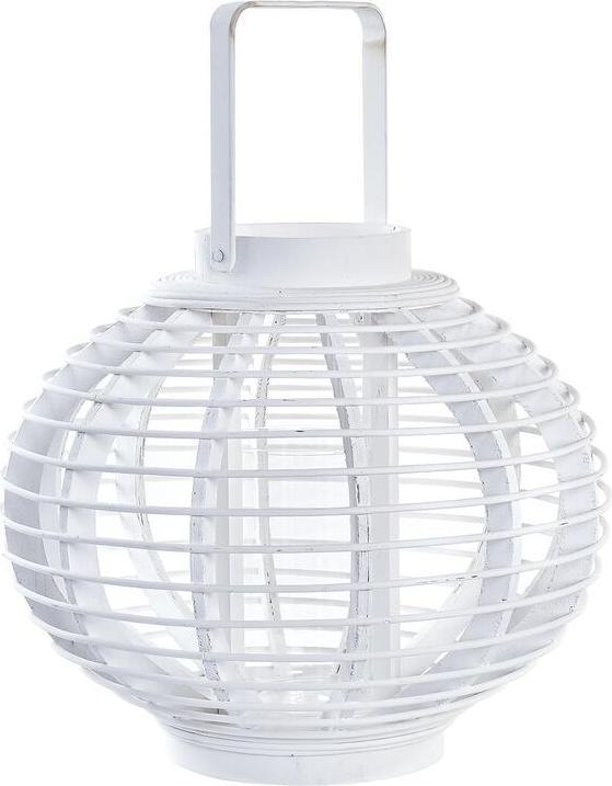 DKD Home Decor Laterne Kristall Weiss Bambus Urban (35 x 35 x 29 cm)