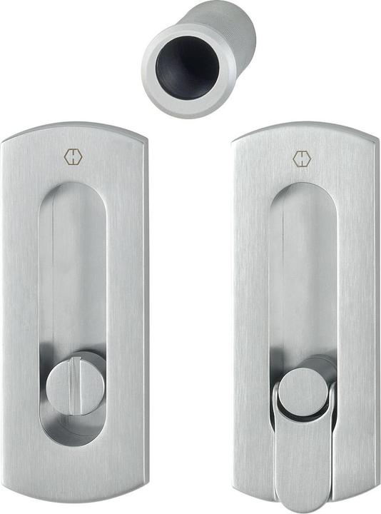 Produktbild Hoppe Schiebetürmuschel Set M463 - Ecken Abgerundet WC, Messing SAT. verchromt (Türgarnitur)