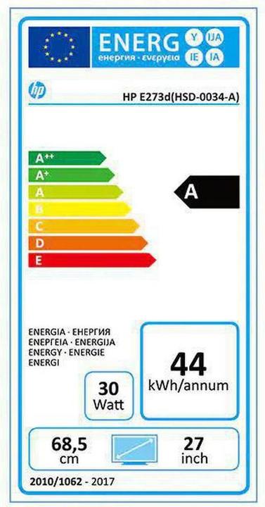 Label énergétique HP Elite E273d 27 FHD 16:9 LED IPS (1920 x 1080 pixels, 27")