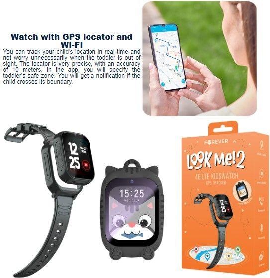 Immagine prodotto Forever Smartwatch GPS WiFi 4G Bambini KW-510 nero (4G)