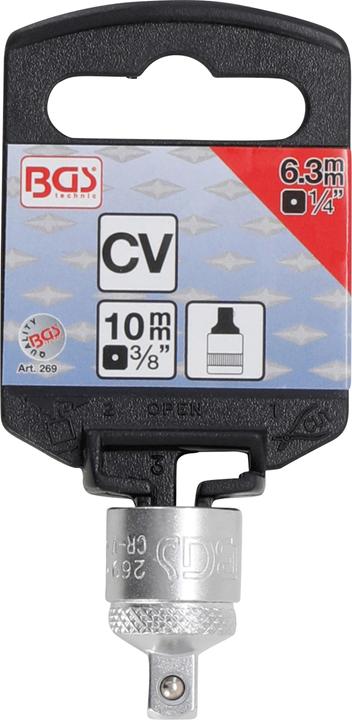 Actual product image BGS Socket Adaptor | internal square 10 mm (3/8") - external square 6.3 mm (1/4")