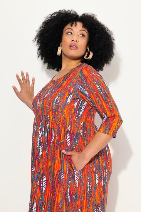 Produktbild Ulla Popken Jersey-Maxikleid, A-Linie, Rundhals, 3/4-Arm, Taschen (50, 52)