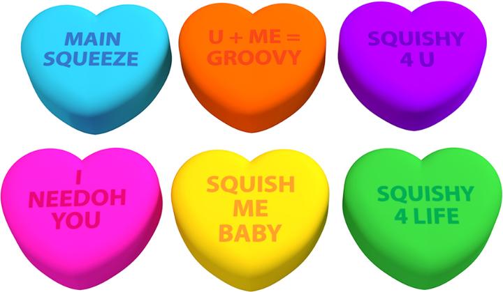 Actual product image NeeDoh Teenie Squeeze Hearts 3-pak i CDU