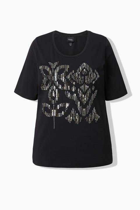 Actual product image Ulla Popken Sequined Short Sleeve Tee (54)