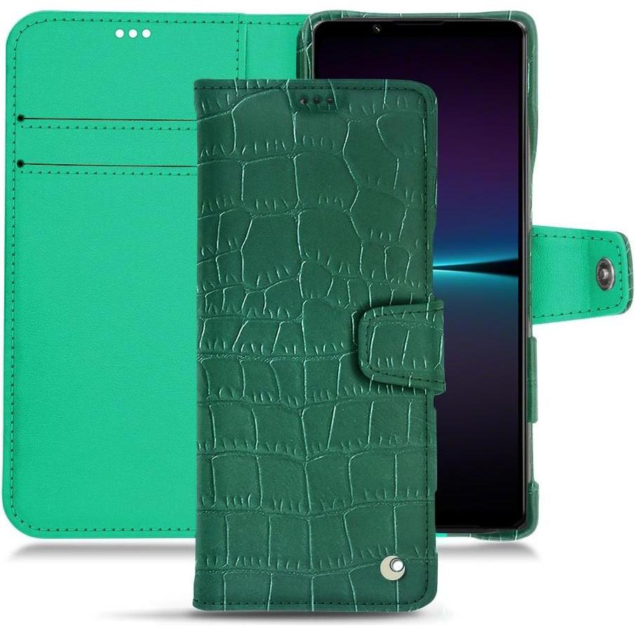 Noreve Lederschutzhülle Wallet (Sony Xperia 1 IV), Smartphone Hülle, Grün