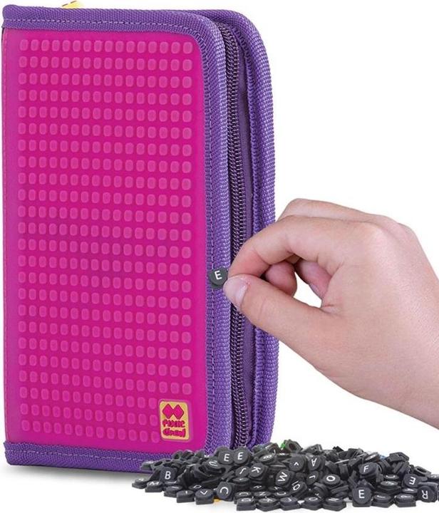 Immagine prodotto Cosmetic Astuccio portamatite per la scuola con zip, CREW, alfabeto, pannello viola
