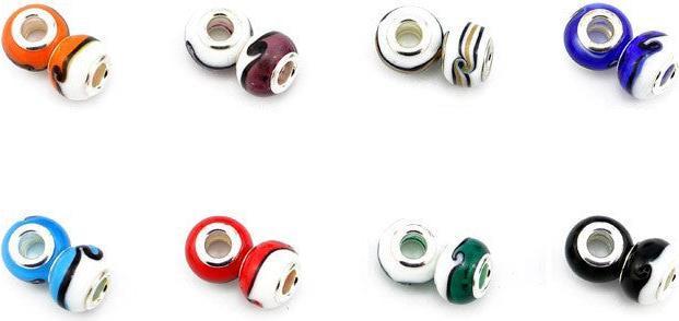 Produktbild Hermex Glas Bead versilbert 925 - Silbrig Orange (Silber 925 Oberfläche und eine Materialmischung aus Metalllegierung und Glas)