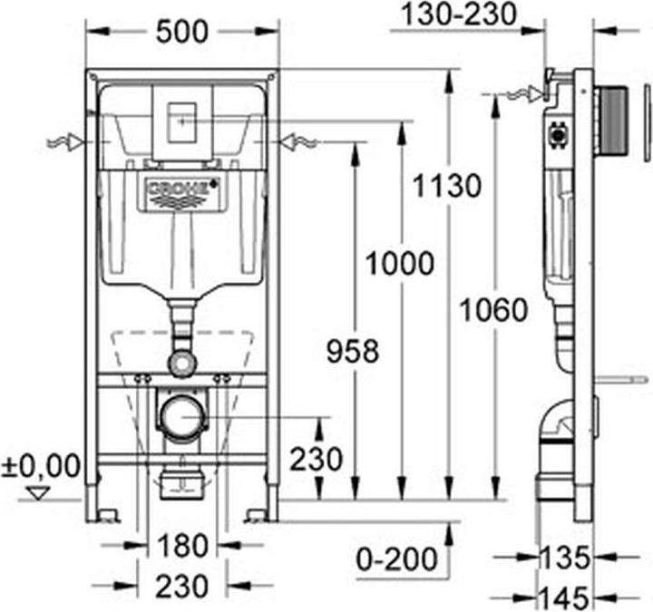 Actual product image Grohe Rapid SL 4-in-1 Inbouwreservoir - Voor hangend toilet Incl. bedieningsplaat en geluiddemping