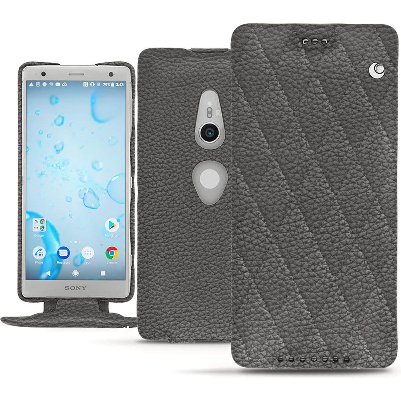 Thumbnail - Noreve Lederschutzhülle vertikal (Sony Xperia XZ2), Smartphone Hülle, Grau