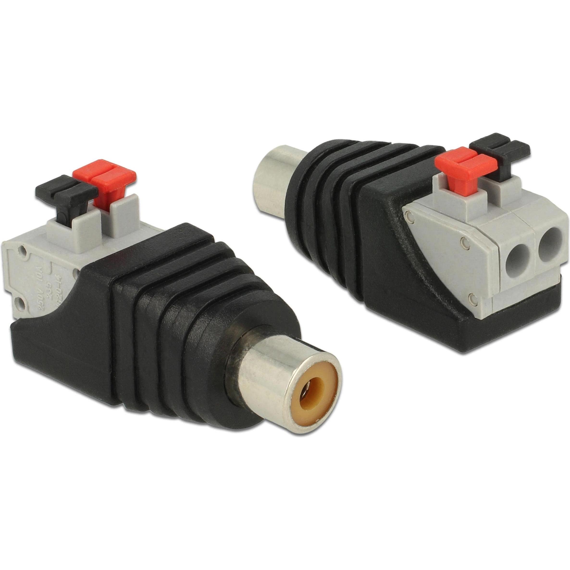 Delock Terminalblock RCA/Chinch Buchse (Zubehör), Audio Adapter, Schwarz, Grau, Rot
