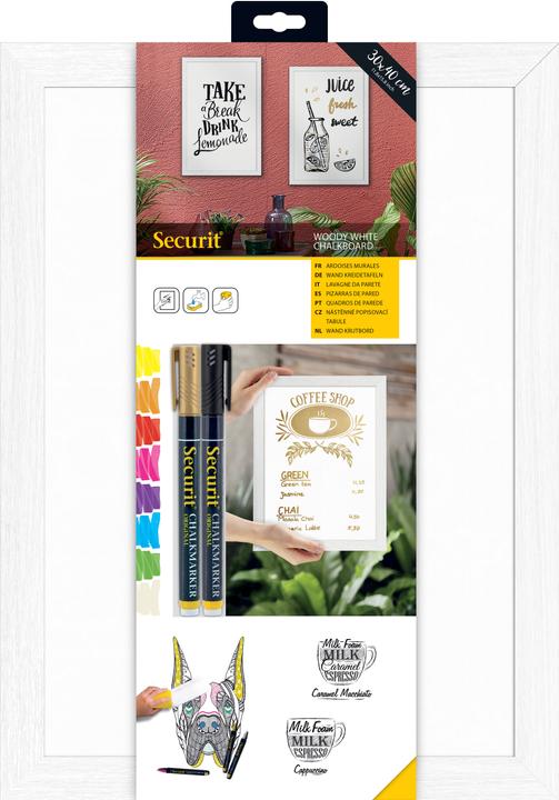 Produktbild Securit Kreidetafel WOODY WBW-WT-30 weiss 40x30x1cm (40 x 30 x 1 cm)