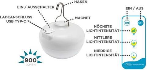 Actual product image Garden Lights New Garden CHERRY BULB BATTERY Solar&Recharge,white,warm light (900 lm, IP54)