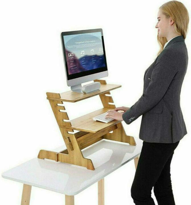 Immagine prodotto Hermex Scrivania ergonomica Tavolo per laptop rialzato Postazione di lavoro mobile in piedi