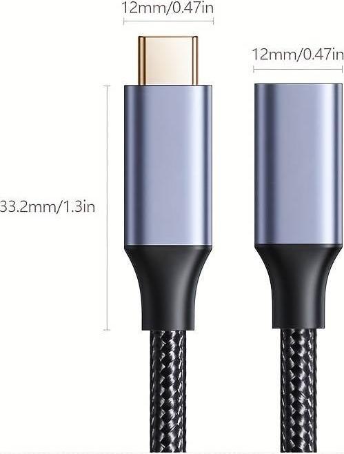 Image du produit PhoneLook Câble extension nylon USB-C (mâle) vers USB-C (femelle) 2 mètres (2 m)