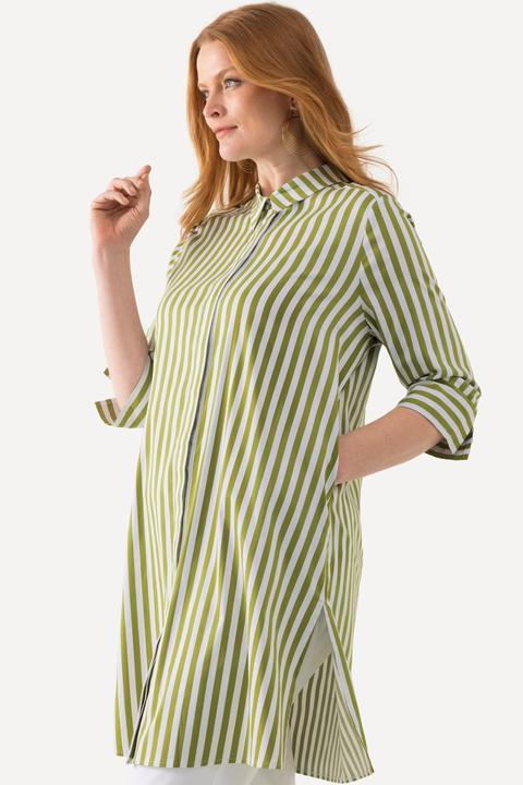 Produktbild Ulla Popken Longbluse, Streifen, A-Linie, Hemdkragen, 3/4-Arm (42, 44)