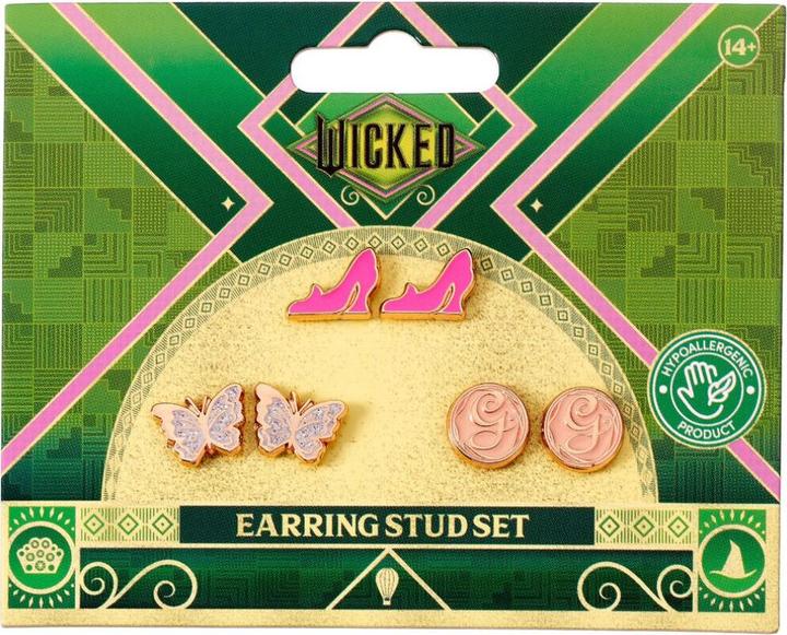 Carat Wicked Glinda Set of 3 Stud Earrings - Butterfly, Glinda's Shoes & Glinda 'G'