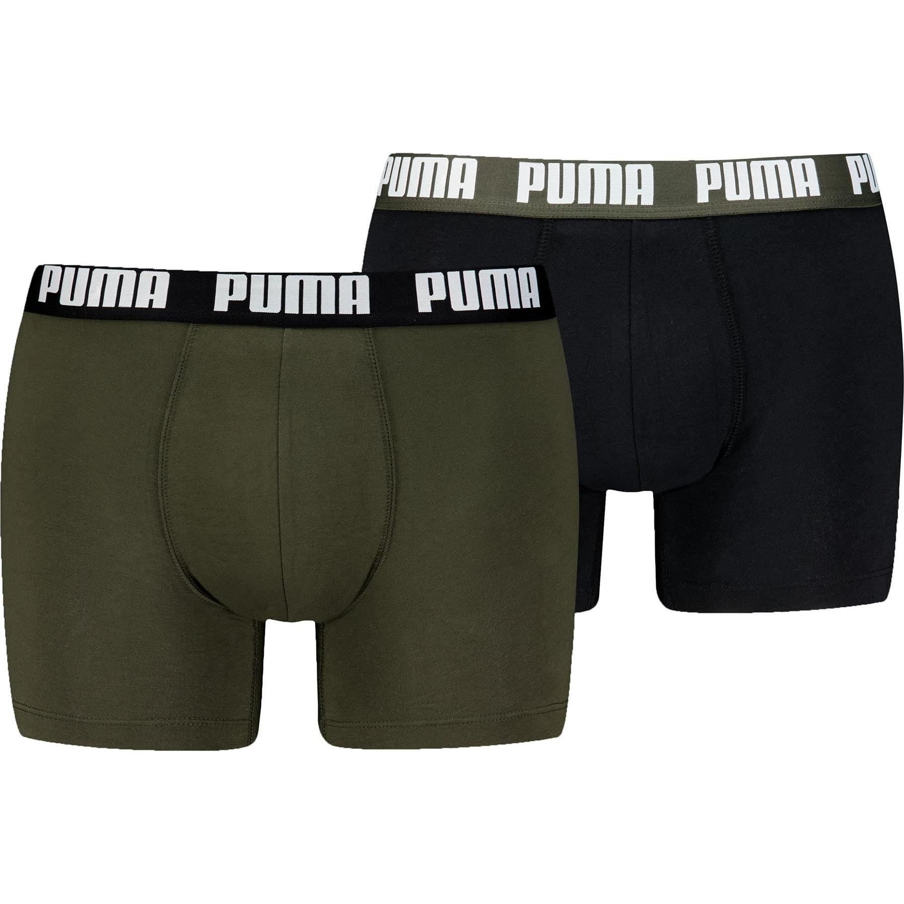 Puma, Herren, Unterhosen, Men Everyday Basic Boxer 2p, Schwarz, Grün, (XL)