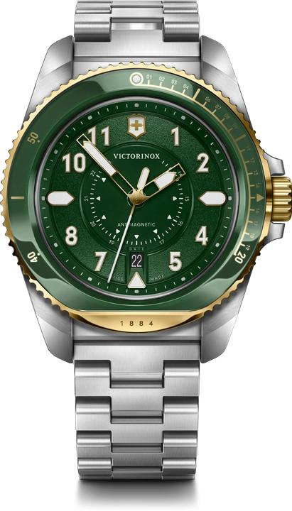 Image du produit Victorinox Journey 1884 Quartz Three hands Steel & Mineral, montre de plongée, 43 mm, Cadran Vert, Bracelet Aci (Montre de plongée, 43 mm)