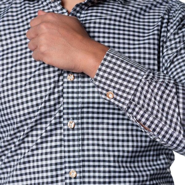 Thumbnail - Konjac Sponge Trachtenhemd Leopold Schwarz Langarm Grösse L (L)