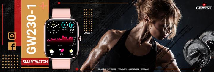 Actual product image Giewont GW230-1 Rose Gold Pink Smartwatch