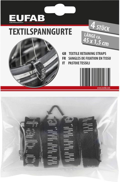 Produktbild Eufab Fahrradträger-Spanngurte 4er-Set (Schwarz)