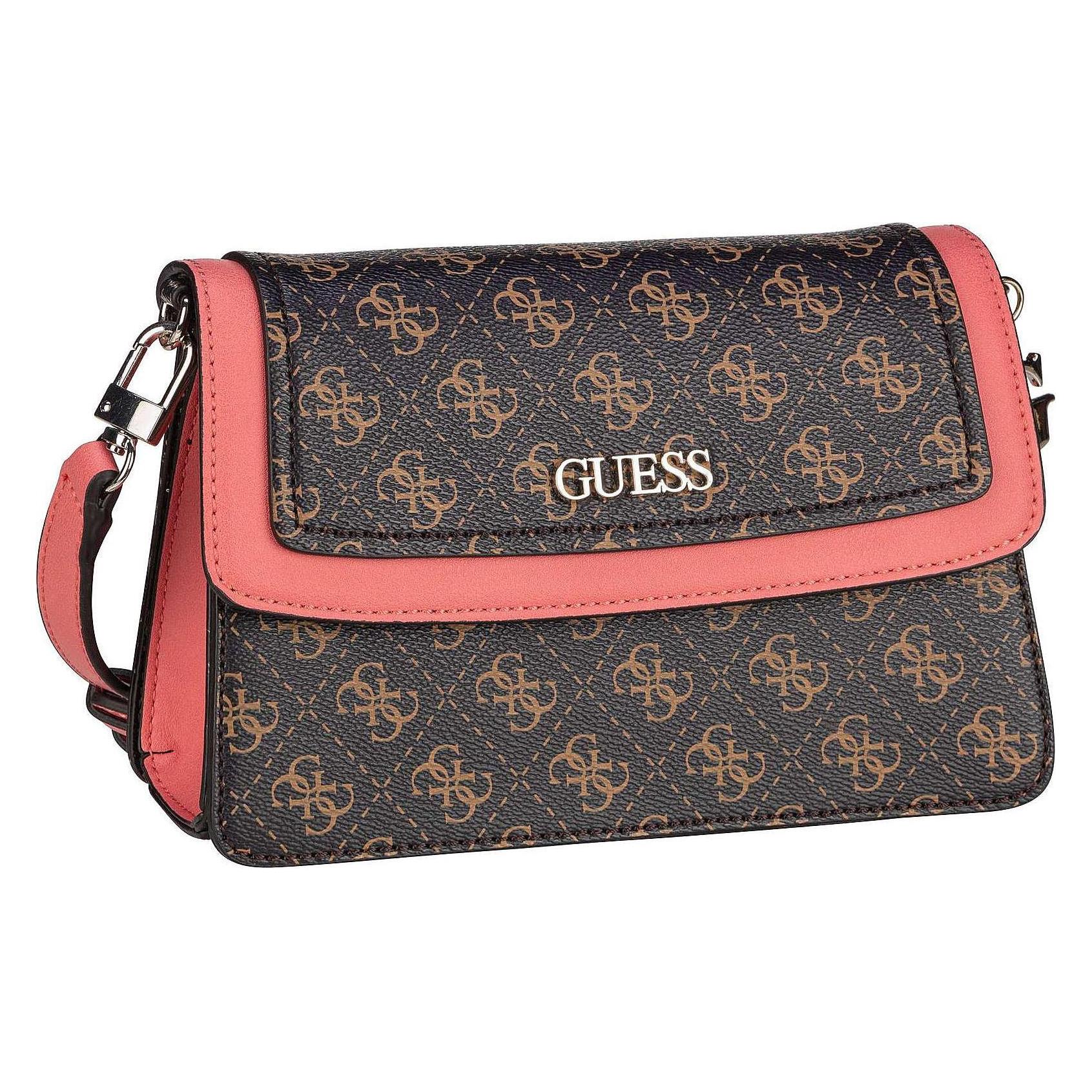 Guess, Damen, Handtasche, Camy, Synthetic Leather, 4G Logo, Textile Crossbody Bag, Coral/Brown, Mehrfarbig, Orange, Braun