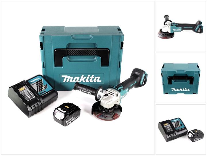 Actual product image Makita DGA 504 RF1J 18 V Li-Ion Cordless Angle Grinder 125 mm Brushless + MakPac Carry Case + 1x Bat (125 mm)