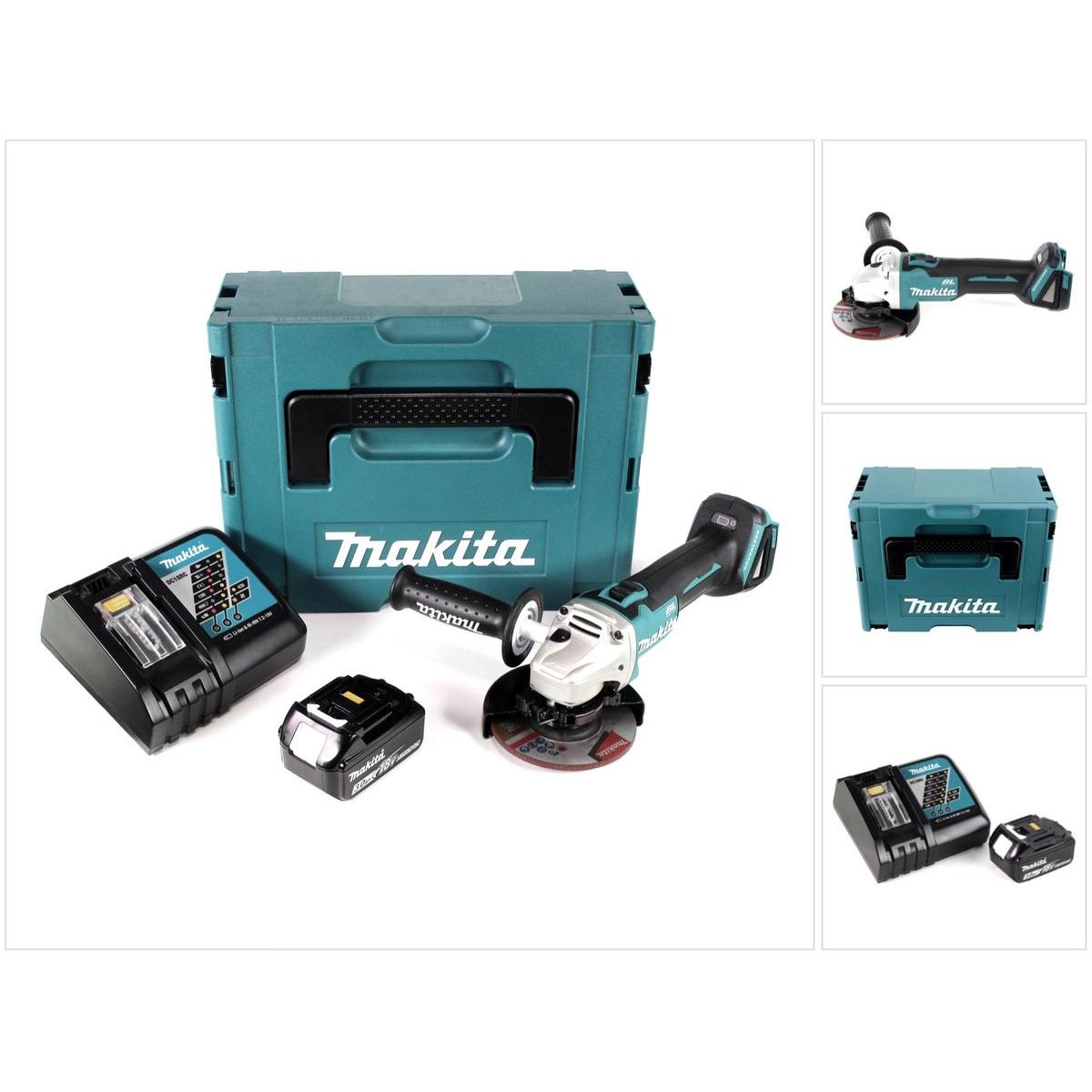 Makita, Winkelschleifer, DGA 504 RF1J Akku Winkelschleifer 18V 125mm Brushless + 1x Akku 3,0Ah + Ladegerät + Makpac (125...