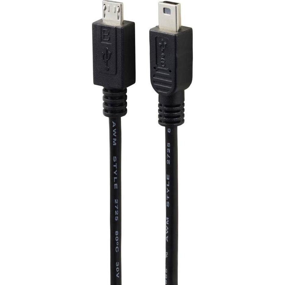 Thumbnail - Renkforce USB-Kabel USB 2.0 USB-Micro-B Stecker, USB-Mini-B Stecker 50 cm Schwar (0.50 m, USB 2.0), USB Kabel