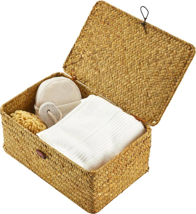 Actual product image Diaqua Straw Storage Box 29 x 19 x 13 cm, Nature (29 cm, 7.16 l, 1x)