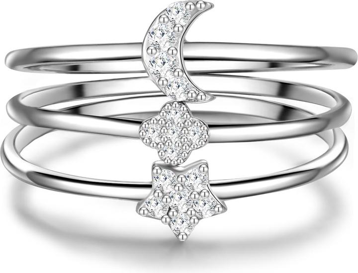 Immagine prodotto Glanzstücke München Stella/Luna/Fiore da donna in argento sterling con zirconi - 32032 (56, 925 Argento)