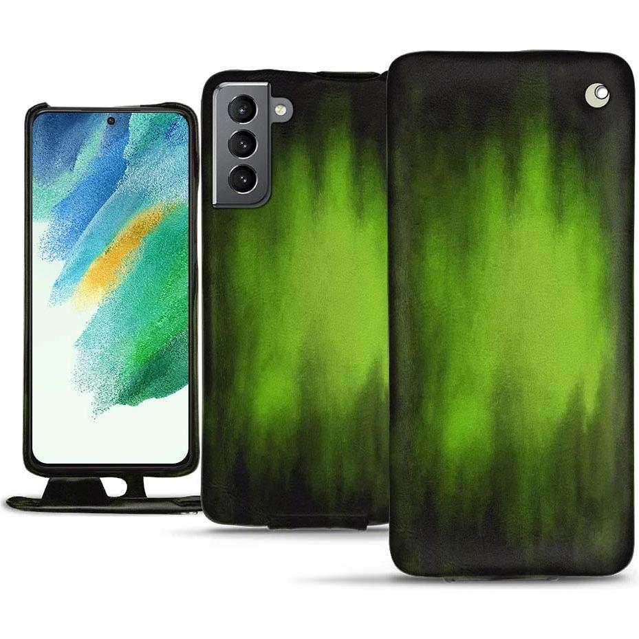 Noreve Lederschutzhülle vertikal (Samsung Galaxy S21 FE), Smartphone Hülle, Grün