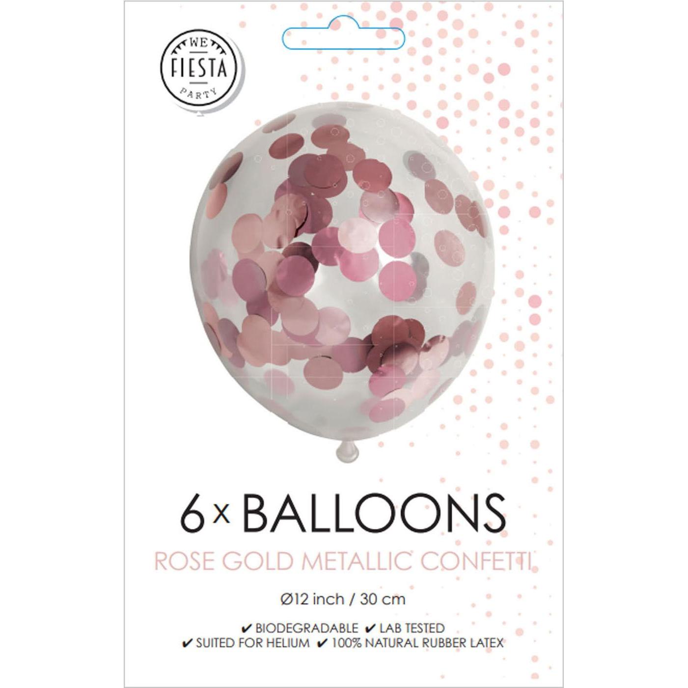 Thumbnail - Globos Konfetti-Luftballons Papierkonfetti Metallix Roségold, 6 Stück