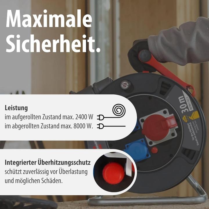 Produktbild Brennenstuhl CEE Kabelhaspel 30m IP44 für dauerhaften Ausseneinsatz mit Sicherheitsfunktionen (30 m)