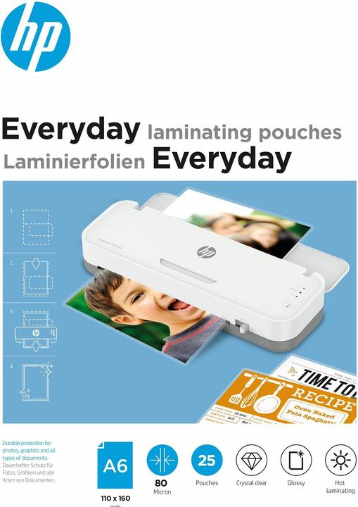 Produktbild HP Laminierfolie Everyday A6, 80 µm, 25 Stück, Glänzend (A6, 25 Stück, 80 µm)