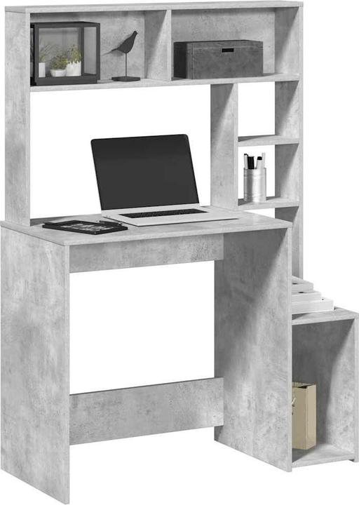VidaXL Schreibtisch mit Regal Betongrau 100x45x140 cm Holzwerkstoff Bürotisch (100 x 45 x 140 cm)
