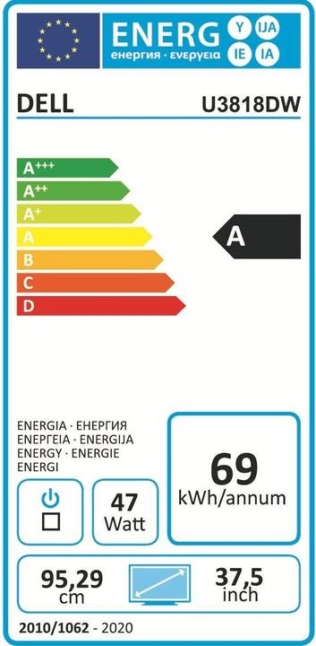 Energy Label Dell UltraSharp U3818DW (3840 x 1600 pixels, 37.50")